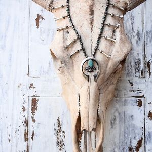 Sterling and Kingman Turquoise Squash Blossom